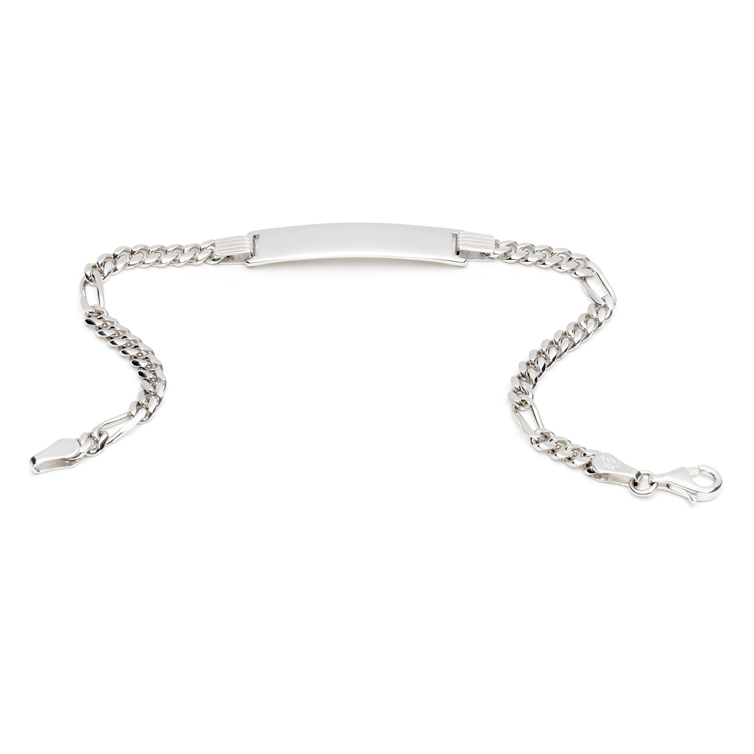 Zilveren gerhodineerde plaatarmband figaro 4mm