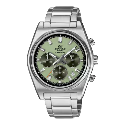 Dit Edelstaal horloge met modelnummer EFB-730D-3AVUEF heeft een groene wijzerplaat en een roestvrijstalen kast en band. Het horloge is analoog met een quartz uurwerk, heeft een datumfunctie en saffierglas. Beste gedragen bij zowel formele als casual gelegenheden. De zilverkleurige band en groene wijzerplaat voegen een stijlvolle touch toe. Ideaal voor dagelijks gebruik.