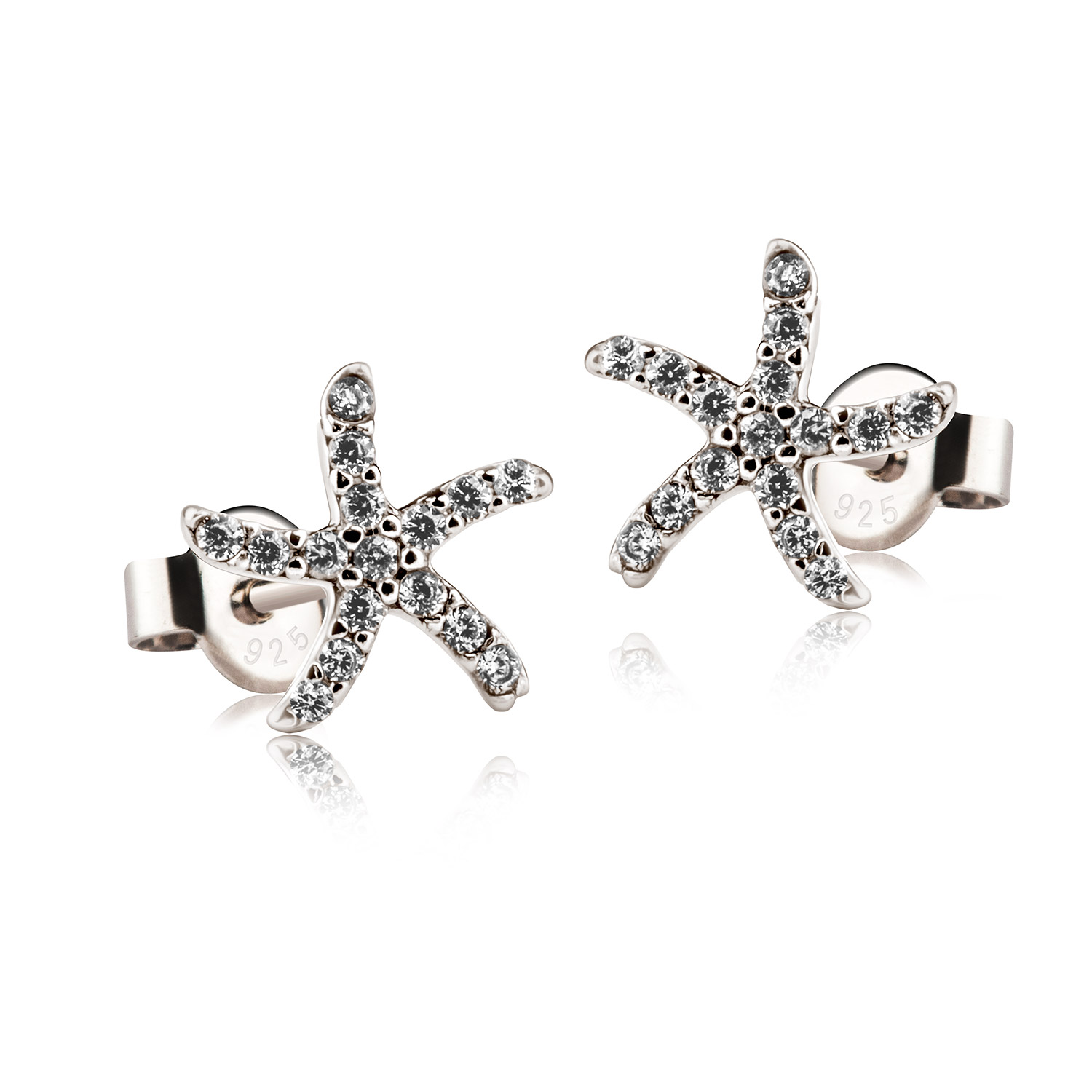Zilveren oorstekers met zirkonia ster