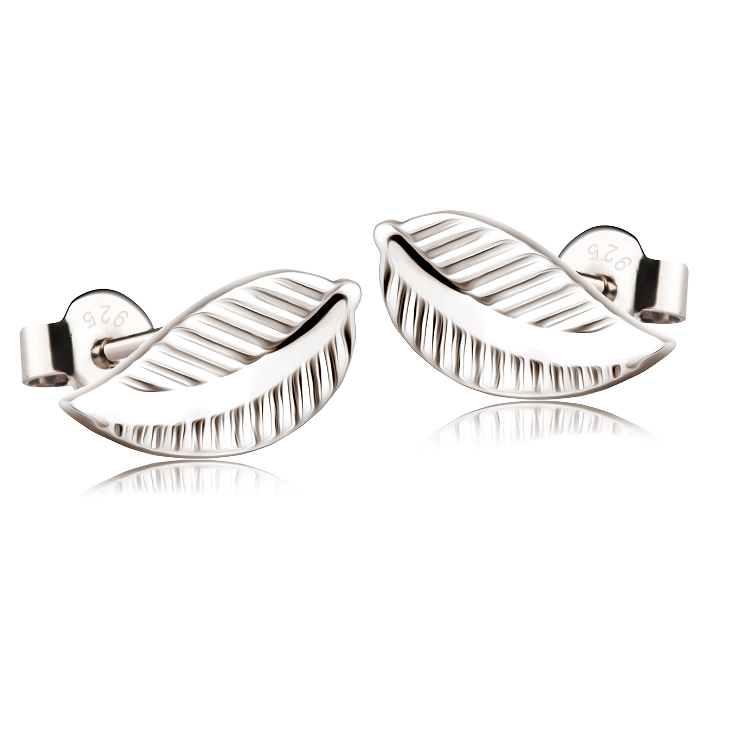  zilveren oorsteker met een bladmotief