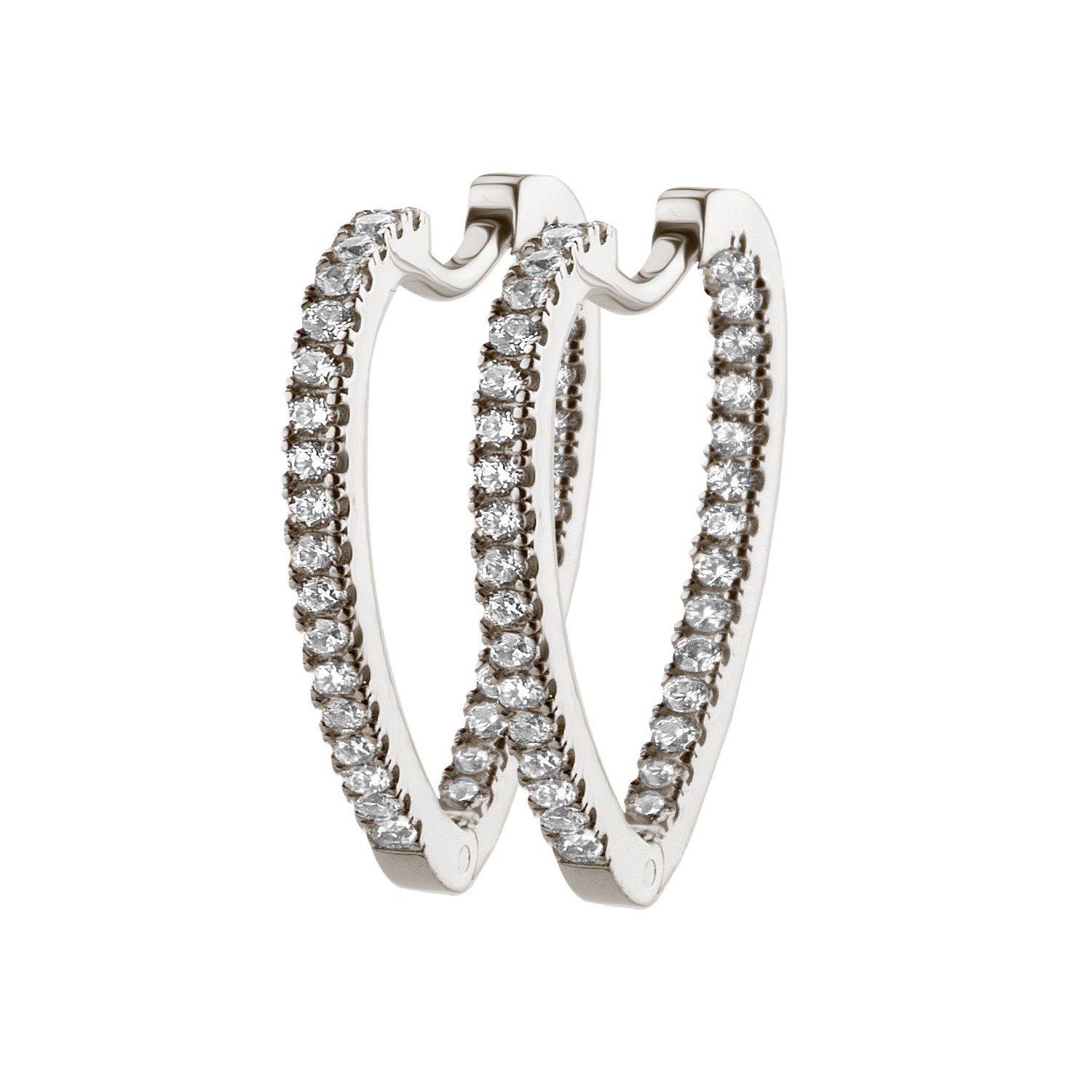 Zilveren oorringen cz binnen/buiten hart