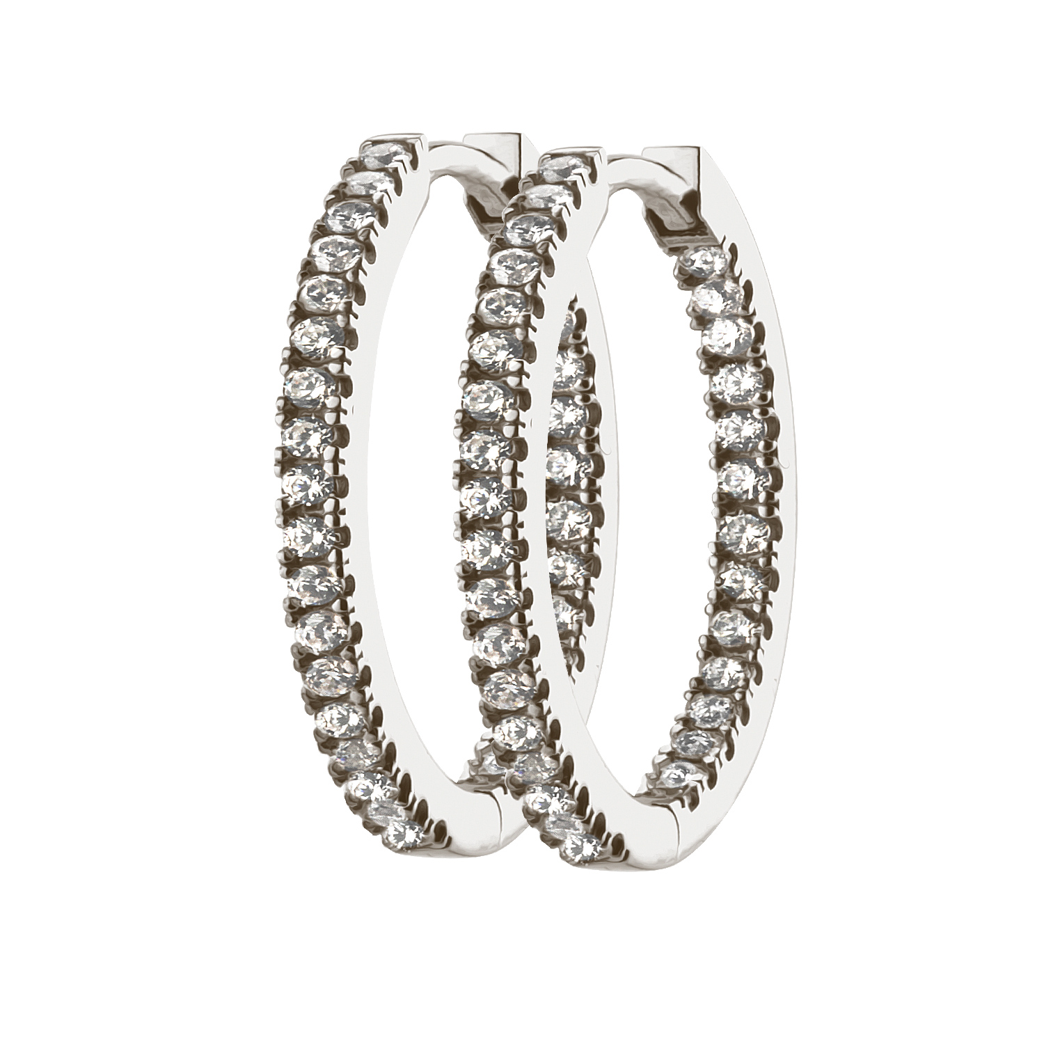 Zilveren oorringen cz binnen/buiten rond