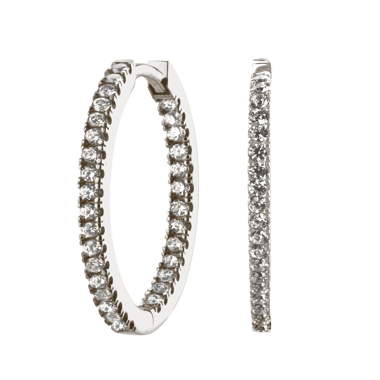 Zilveren oorringen cz binnen/buiten ovaal