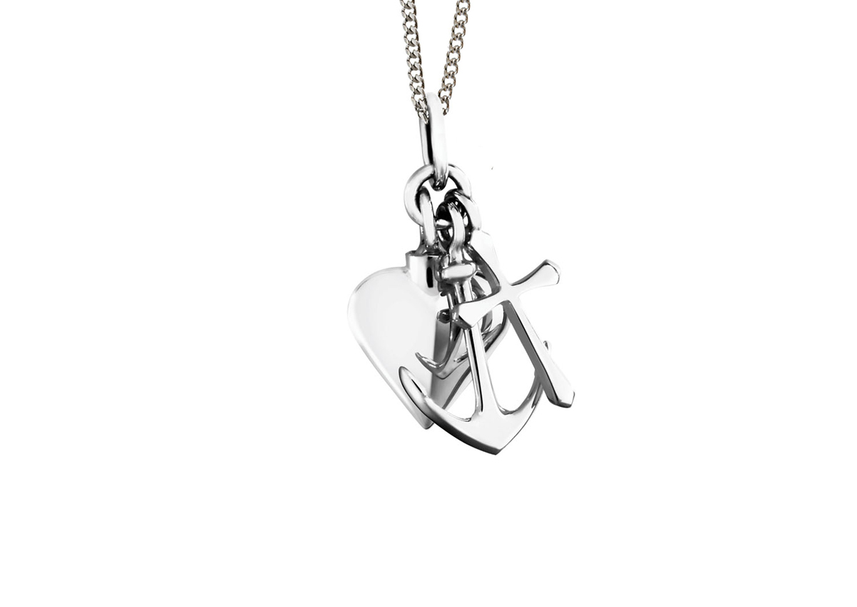 zilveren ashanger geloof, hoop en liefde 