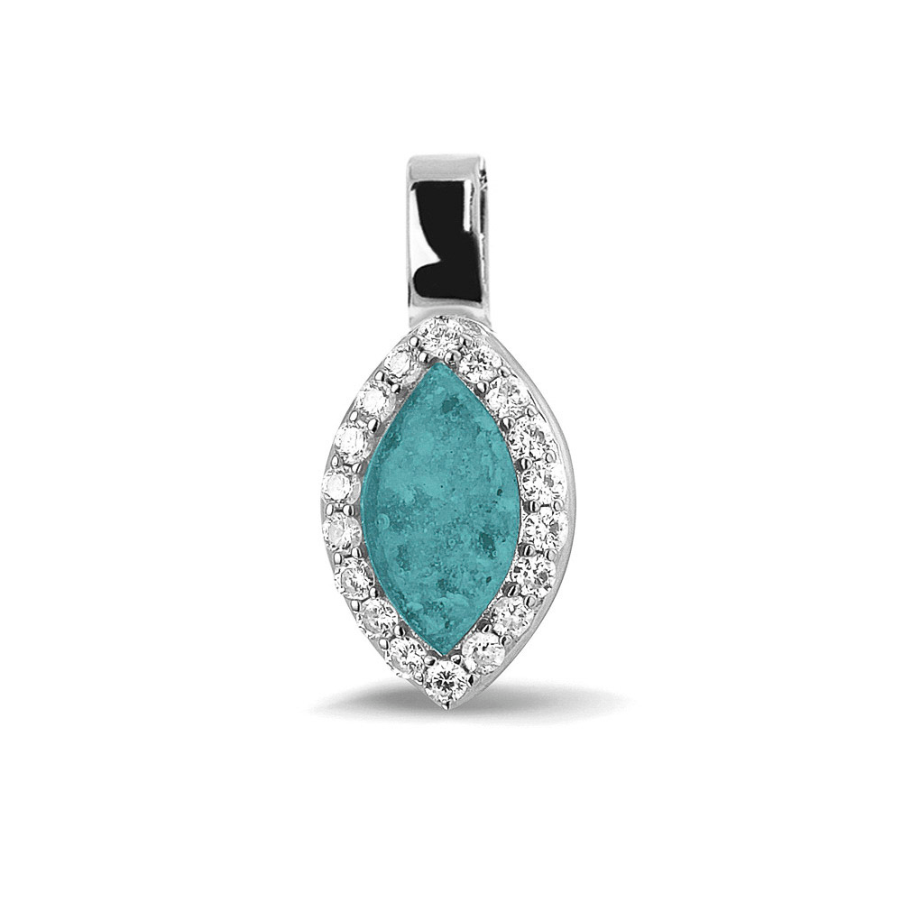 Zilveren marquise hanger met zirconia. mogelijkheid om met as te vullen.