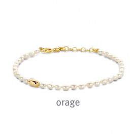 Armband met parels-plaqu&eacute; hartje en slot