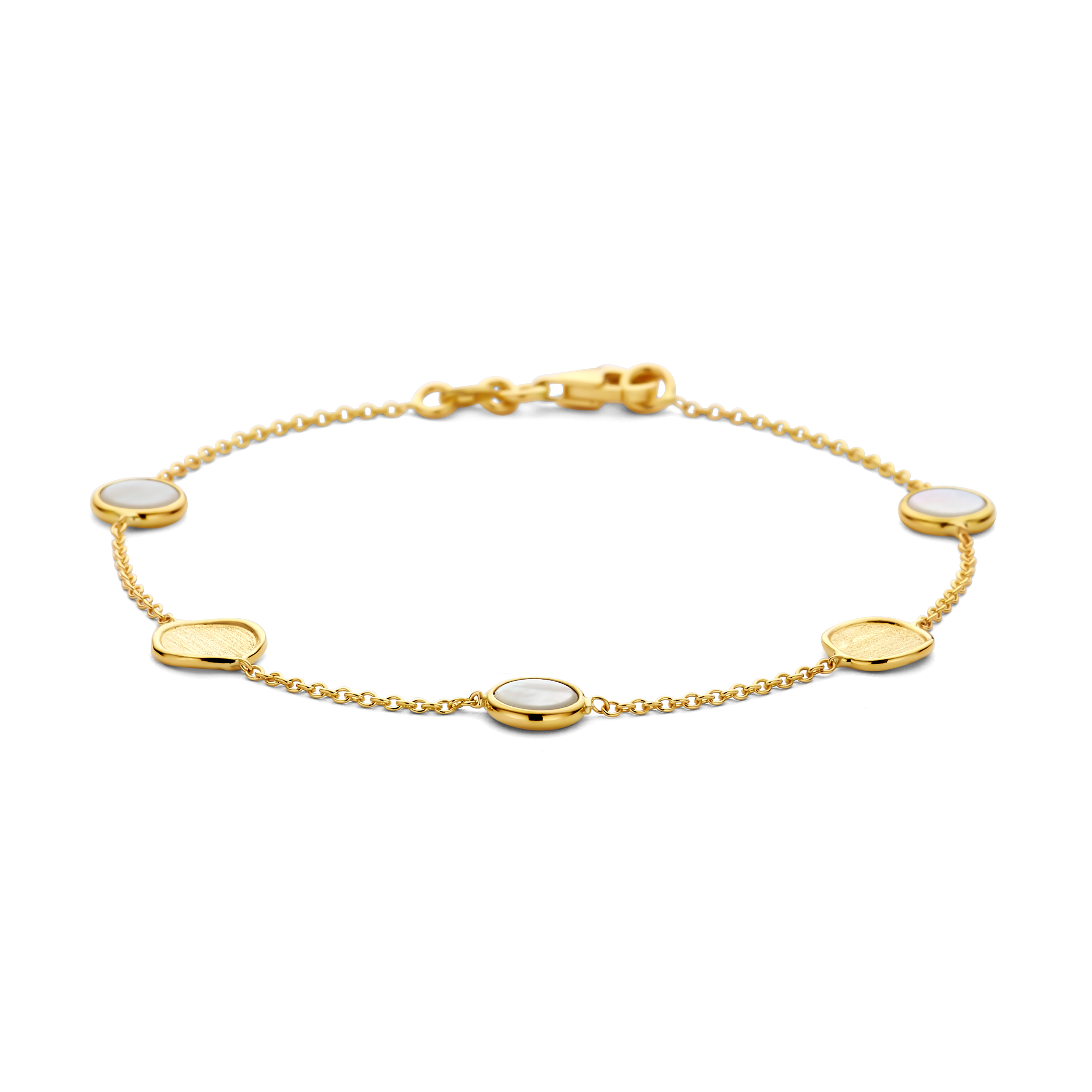 armband swing jewels 18karaat geel goud met parelmoer