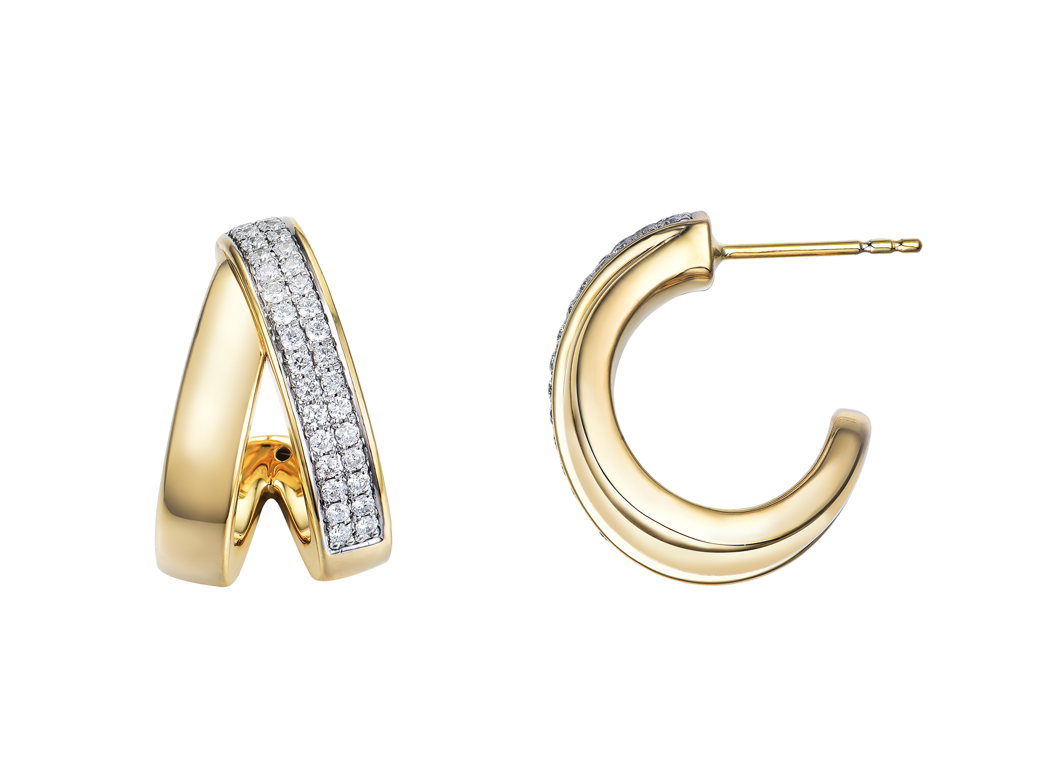 Huiscollectie - 14kt geelgouden oorstekers bezet met briljant geslepen diamanten - GBP0146 14K