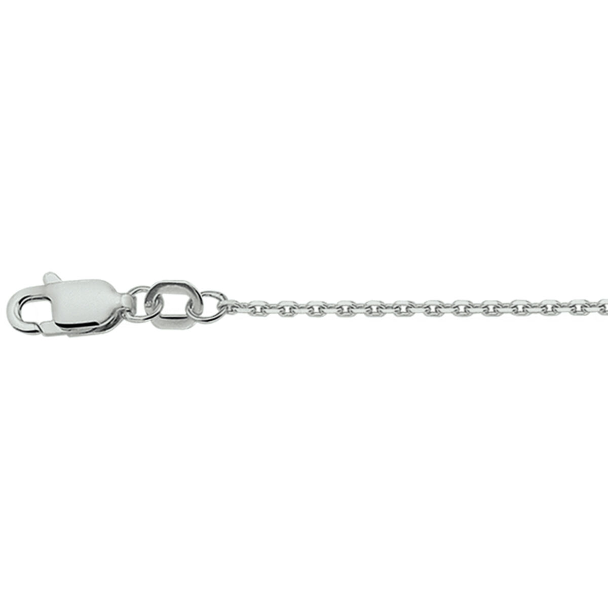 Gerhodineerd zilveren collier met anker schakel. De schakelbreedte is 1.3mm.
