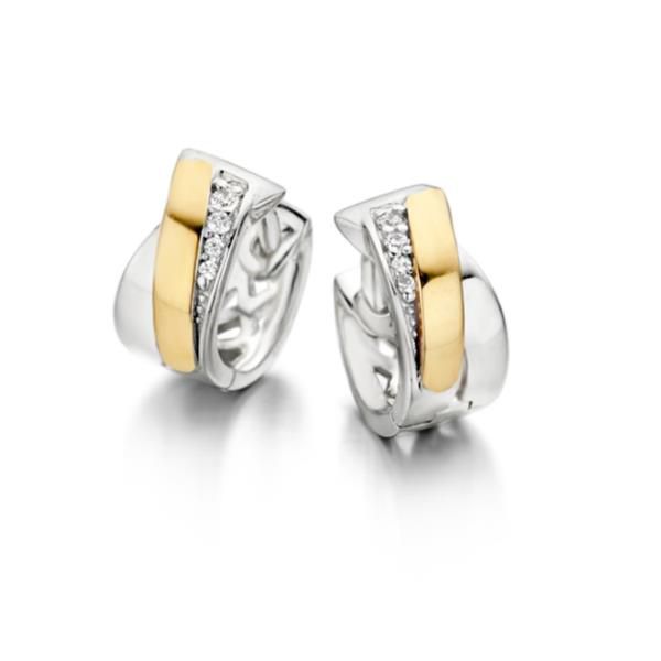 Dit is een Excellent Jewelry product, oorringen zilver/goud zirkonia