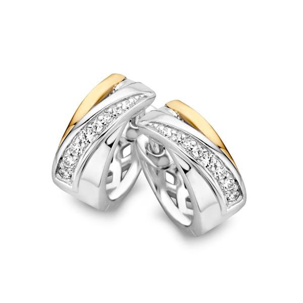 Dit is een Excellent Jewelry product, oorringen zilver/goud zirkonia