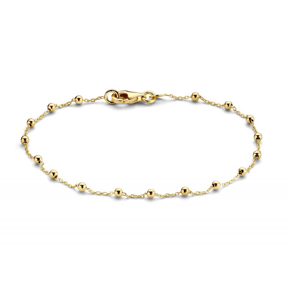 14k Gouden armband anker schakel met bolletjes.
