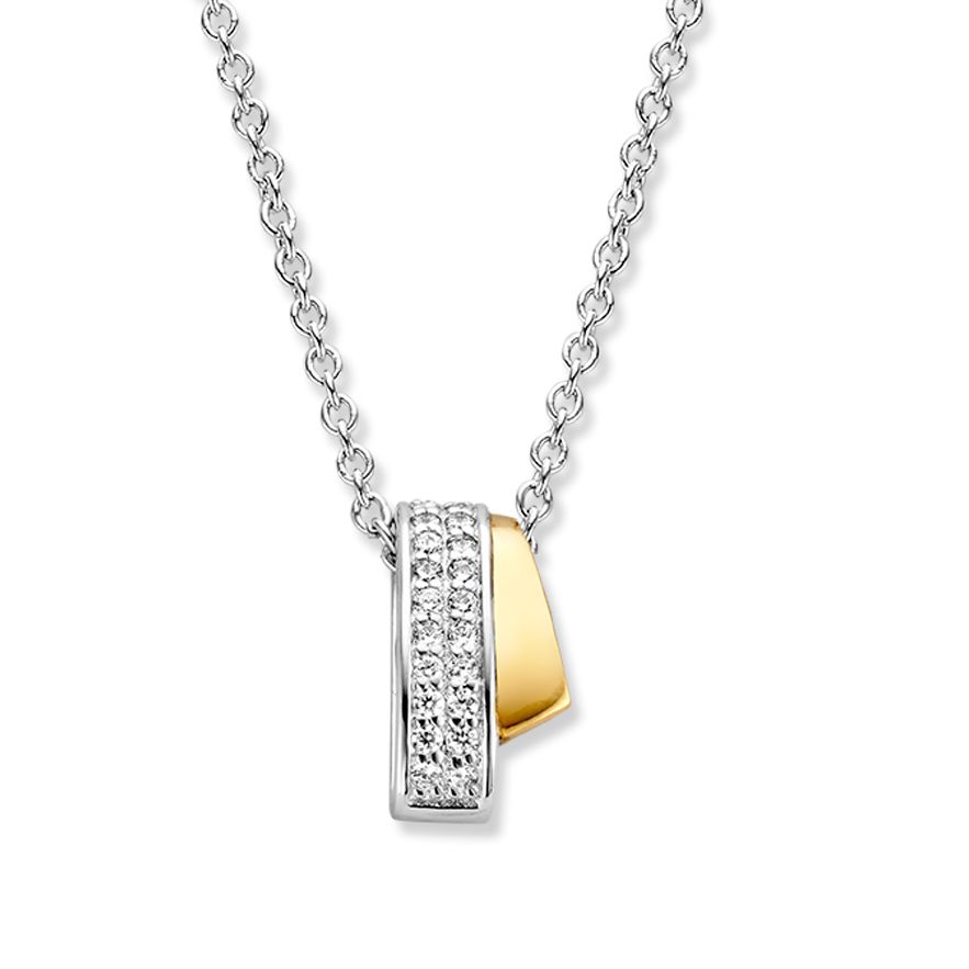 Dit is een Excellent Jewelry product, hanger zilver/goud met zirkonia