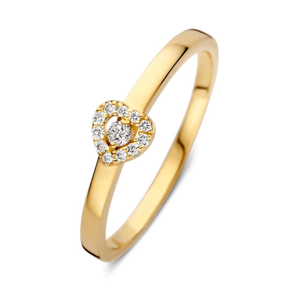 14k geelgouden ring met briljant geslepen daimanten 0.08ct H Si