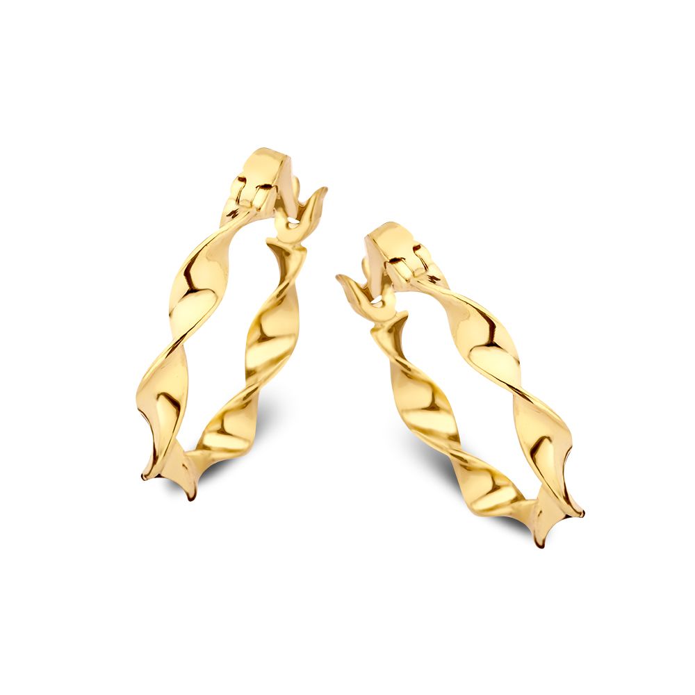 14k Geelgouden oorringen gedraaid.

