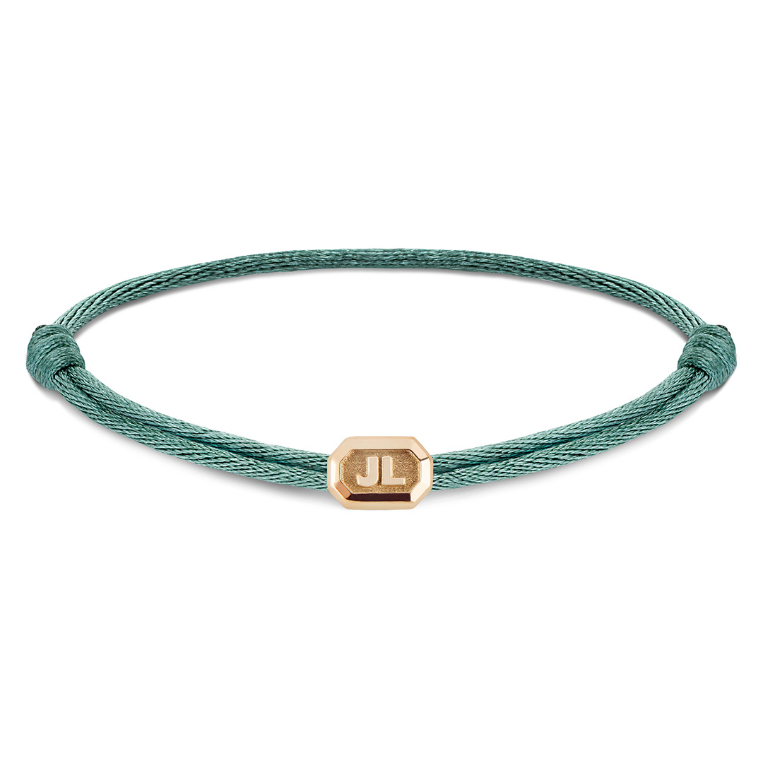 Minitials Facet Emerald Satijnen Armband met 2 letters naar keuze