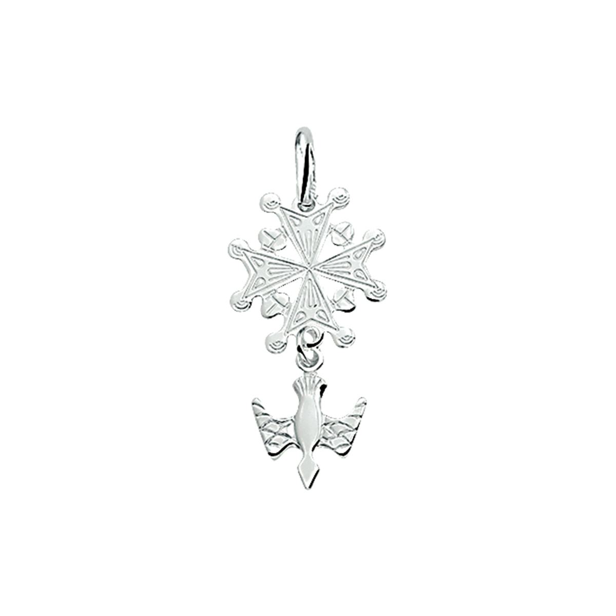 hanger hugenootkruisje gediamanteerd zilver wit