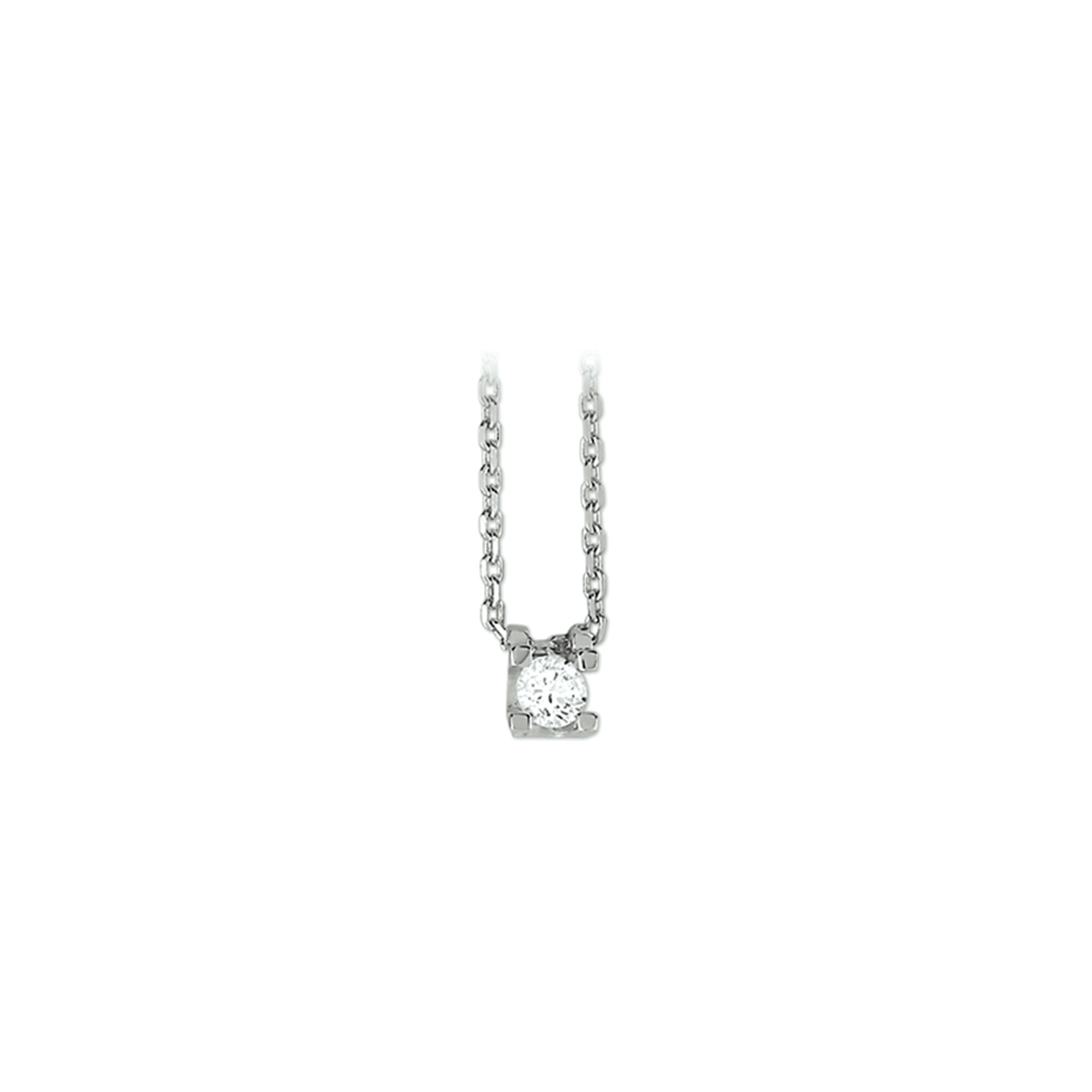 Zilveren collier gediamanteerd anker op 41 cm met extensie van 4 cm met een schakelbreedte van 1,3 mm en een zirkonia (4 mm) in chatonzetting als hanger.