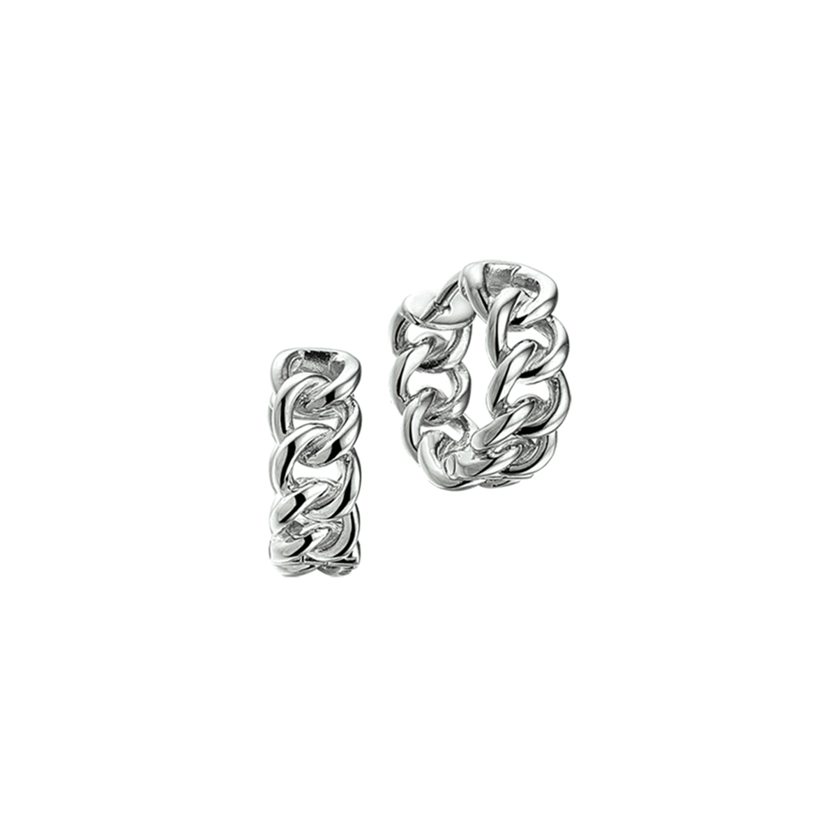 Gerhodineerd zilveren klapoorringen met gourmet schakel. De klapoorringen hebben een afmeting van 16.5x6.5mm.