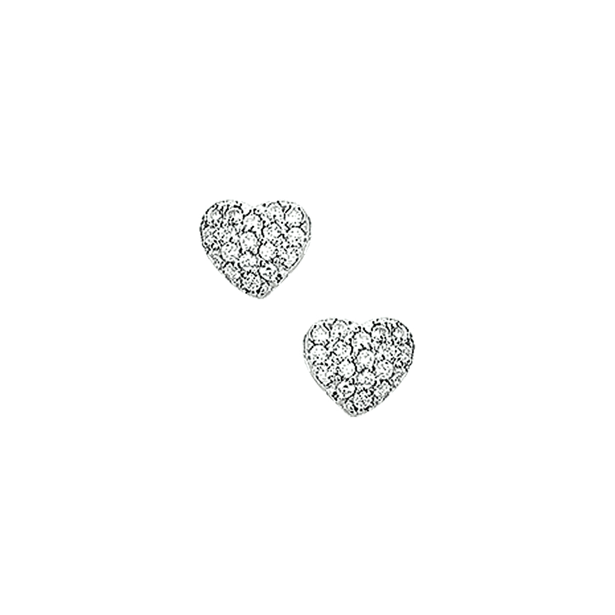 Gerhodineerd zilveren oorknoppen in de vorm van een hart met zirkonia. De oorknoppen hebben een afmeting van 5.9x6.9mm.