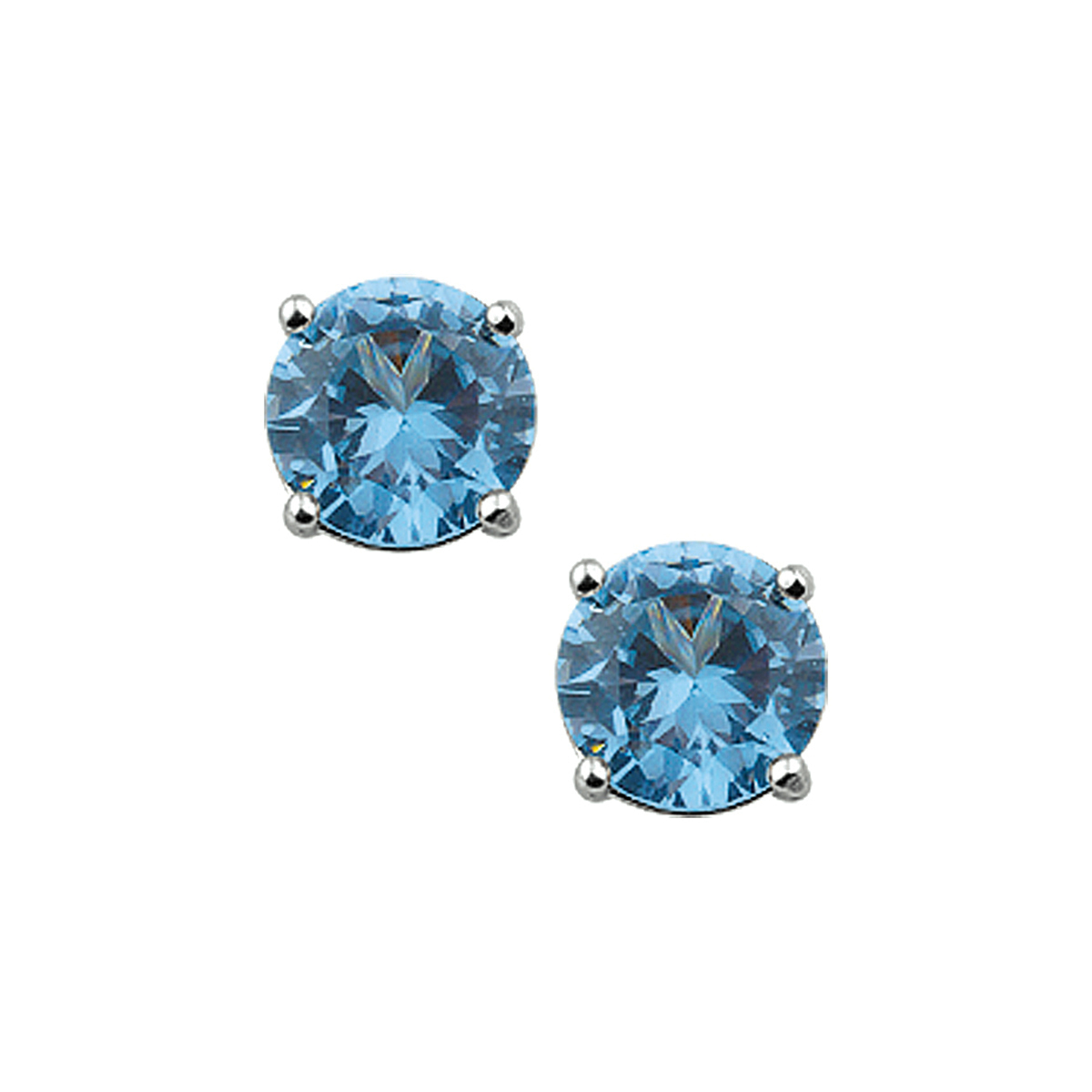 Zilveren oorknoppen met aqua zirkonia.