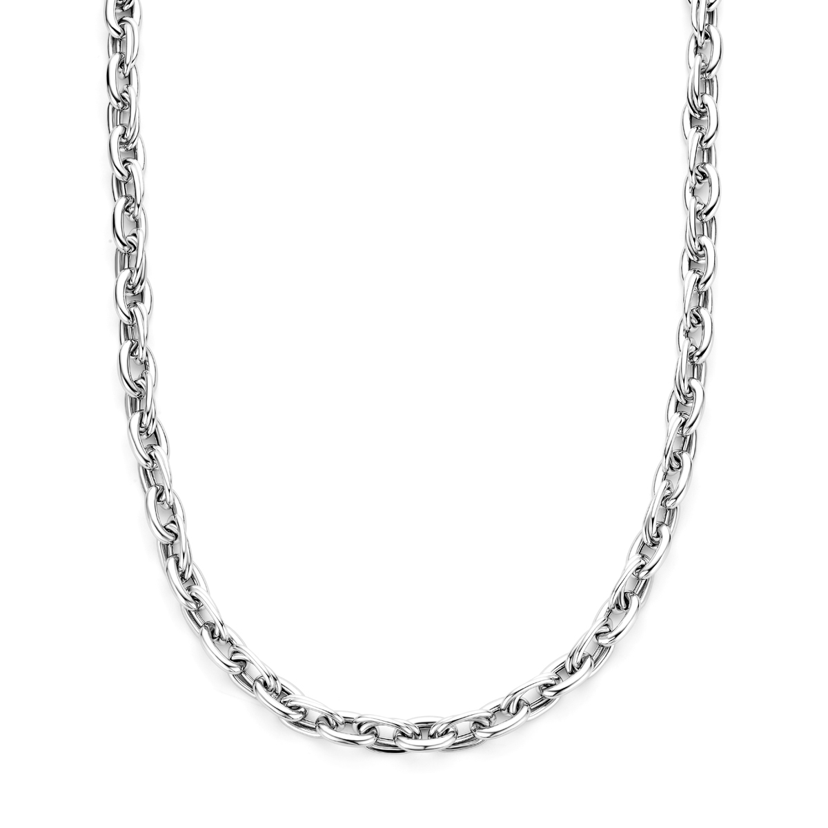 Gerhodineerd 925 zilveren collier met een schakelbreedte van 9mm. Het collier heeft een draaglengte van 45cm. Uitgevoerd met karabijnsluiting.