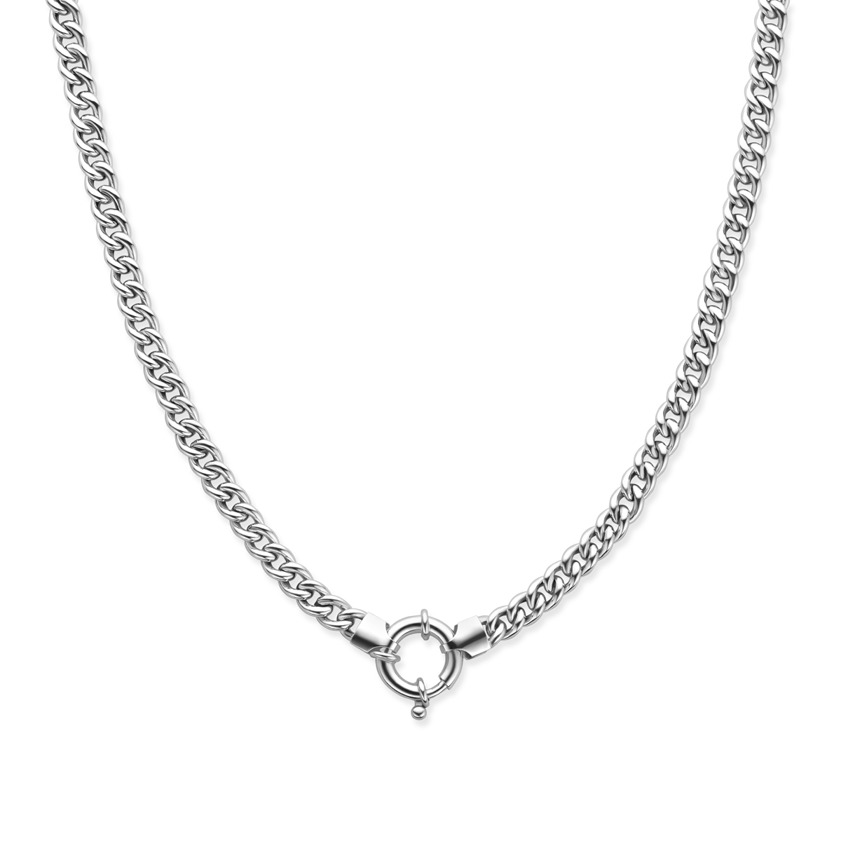 Gerhodineerd 925 zilveren gourmet collier met een schakelbreedte van 5.8mm. Het collier heeft een draaglengte van 45cm.