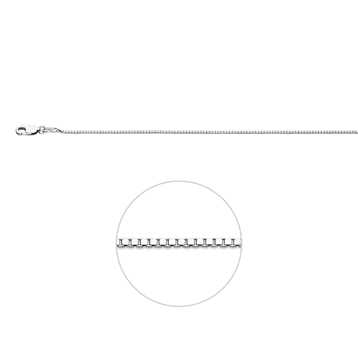 Gerhodineerd zilveren venetiaans collier met een draaglengte van 37cm en een extensie van 5cm. Uitgevoerd met een karabijn sluiting.&nbsp;De schakelbreedte is 1.1mm.