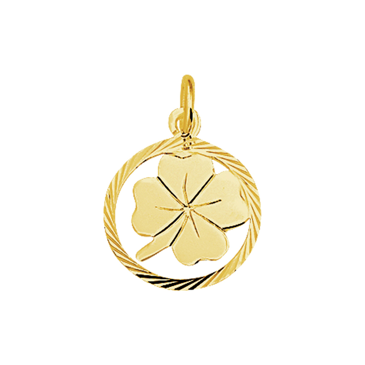 Geelgouden klaver hanger met een gediamanteerde afwerking en uitgevoerd met een stevig hangoog. De hanger is in verschillende afmetingen te verkrijgen in onze collectie.