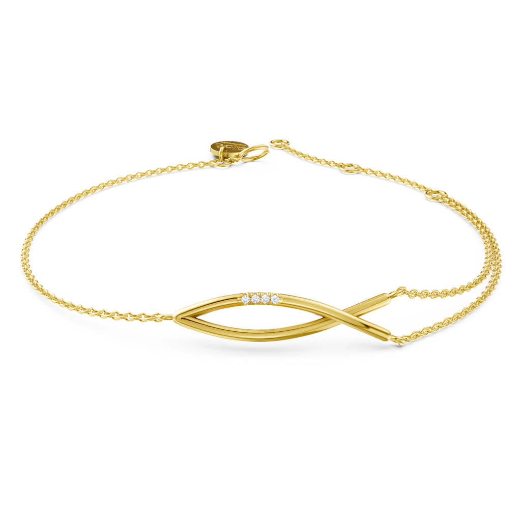 Armband goudkleurig zilver met 0.012ct briljant