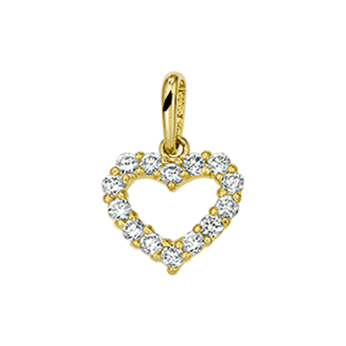 Geelgouden hanger met een hart van zirkonia.