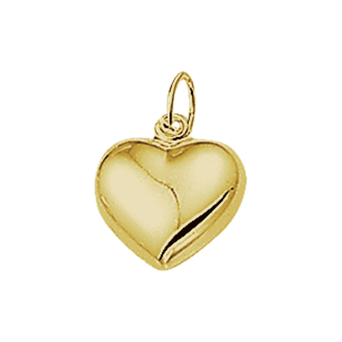 Geelgouden hanger met een hart van 10x10.5mm en uitgevoerd met een stevig hangoog. De hanger is ook verkrijgbaar in het wigoud.