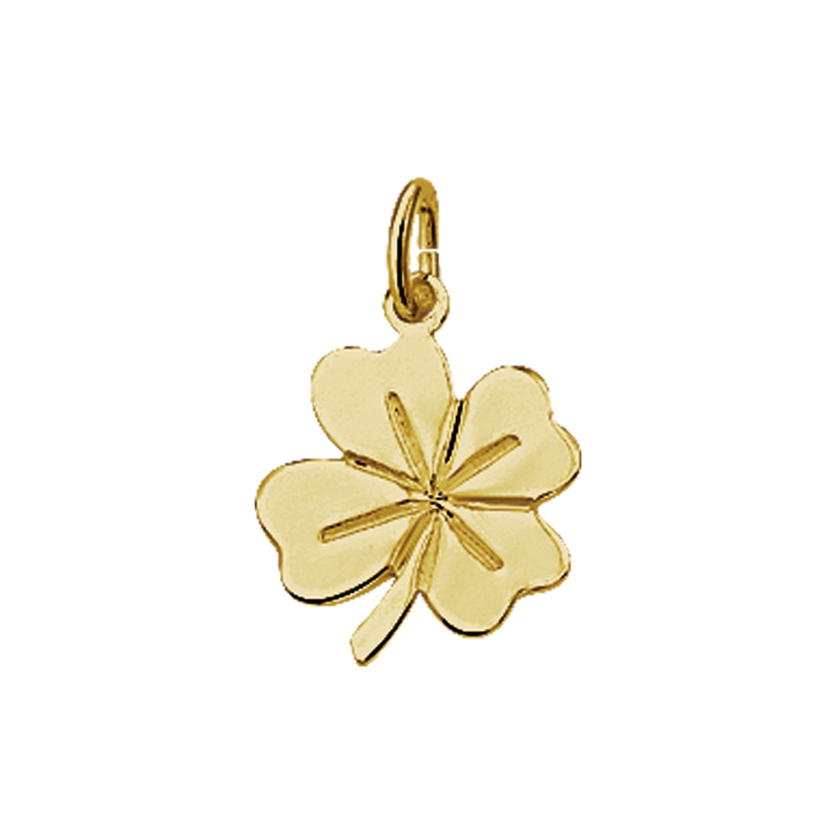 Geelgouden hanger met klavertje.