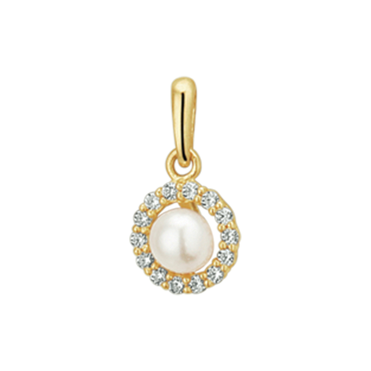 hanger parel en zirkonia 14K geelgoud