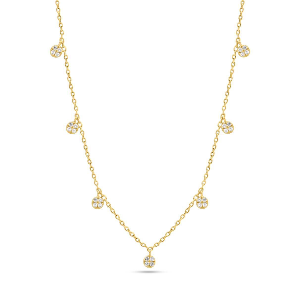 Ketting geel 18 kt met hangende fantasie gezet met zirconia