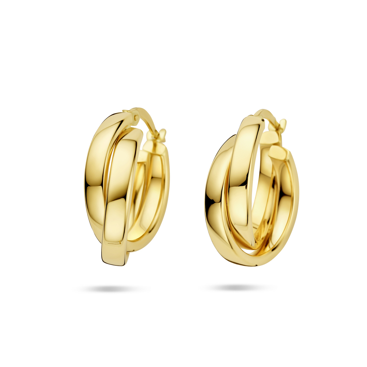 14k Geelgouden oorringen met een afmeting van 21x6,5mm.