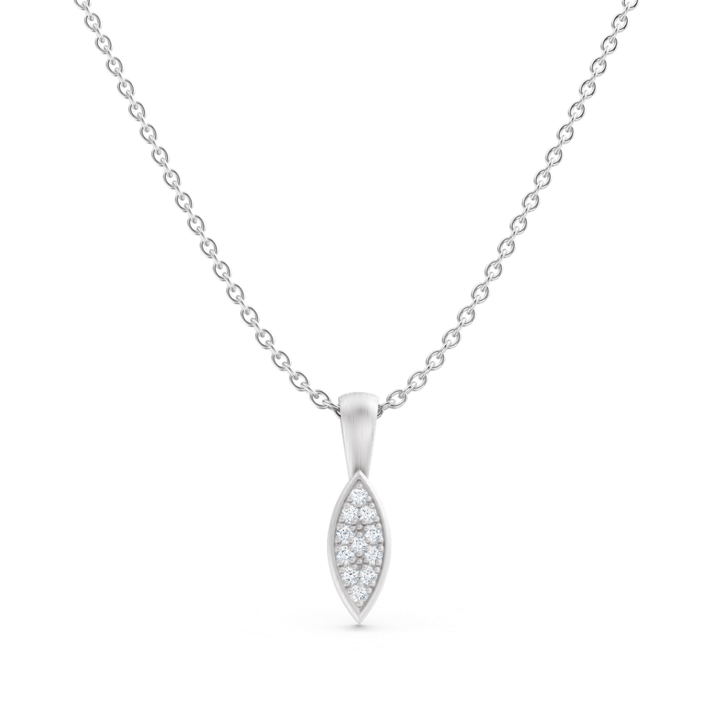 Ketting in zilver met hanger in puntvorm gezet met briljanten