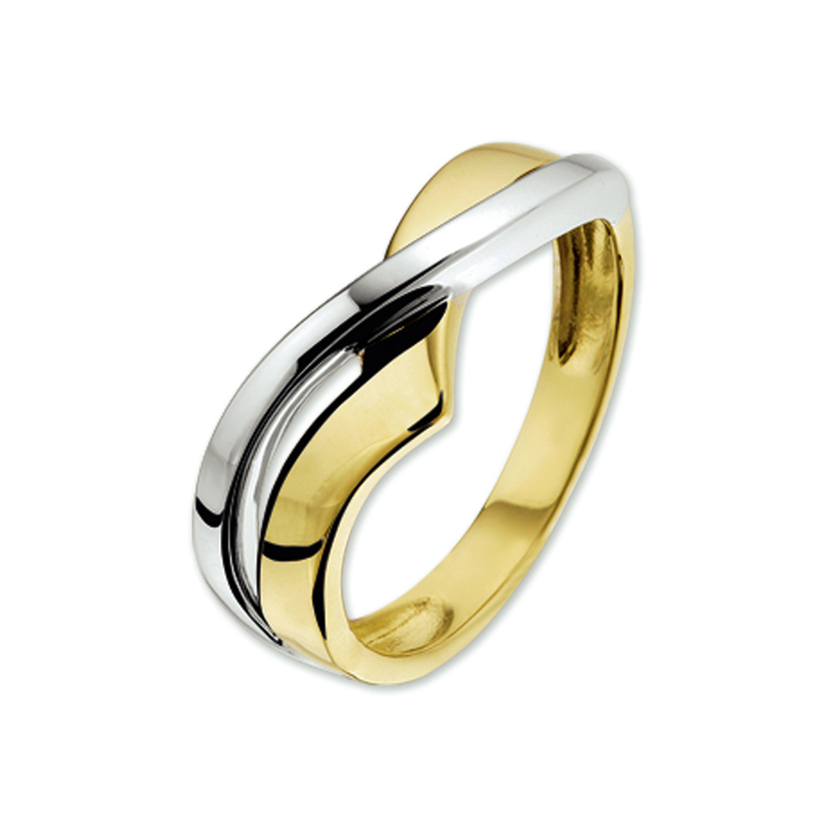 ring 14K bicolor goud geel/wit