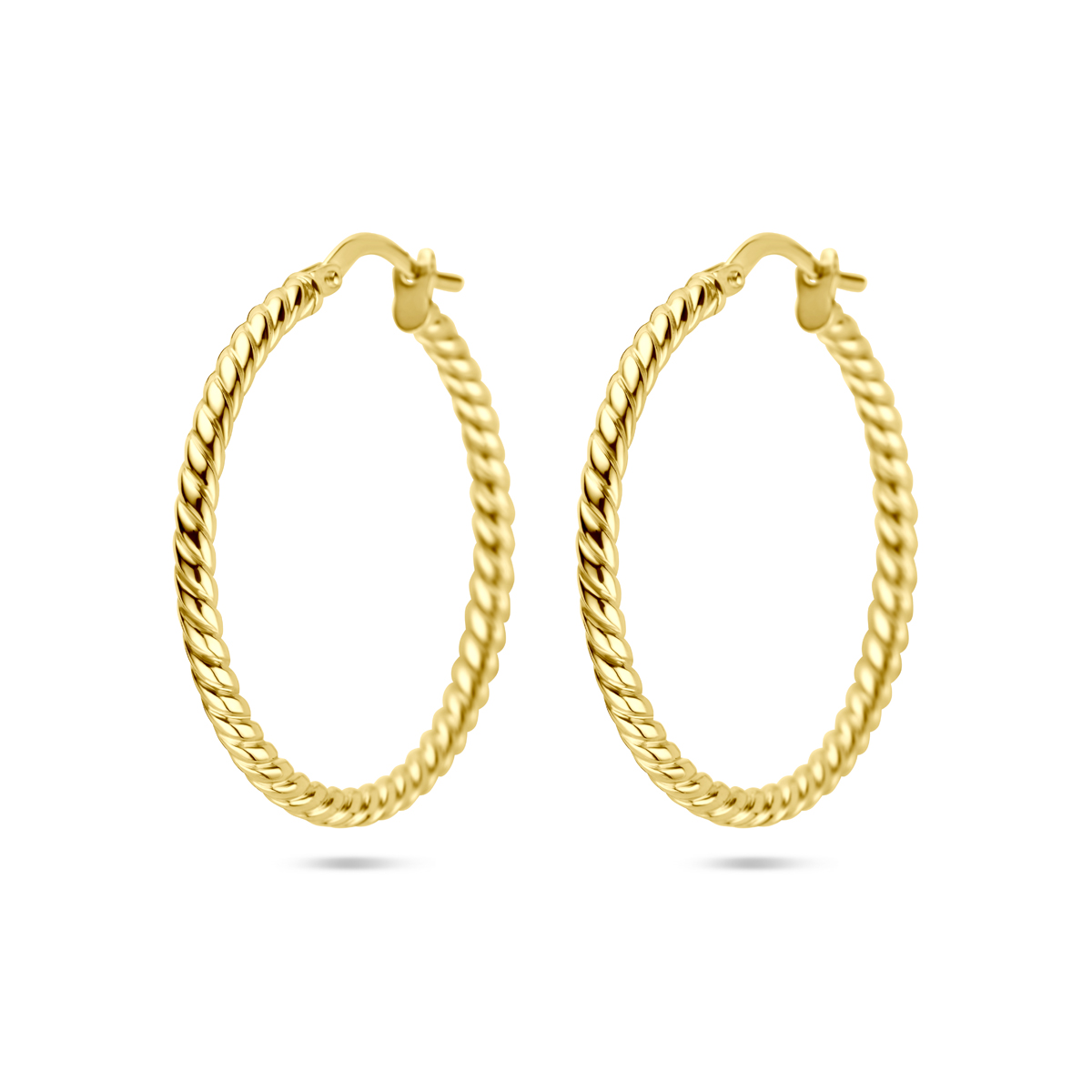 14k Geelgouden oorringen met een kern van 925 zilveren. De oorringen hebben een dikte van 2mm.