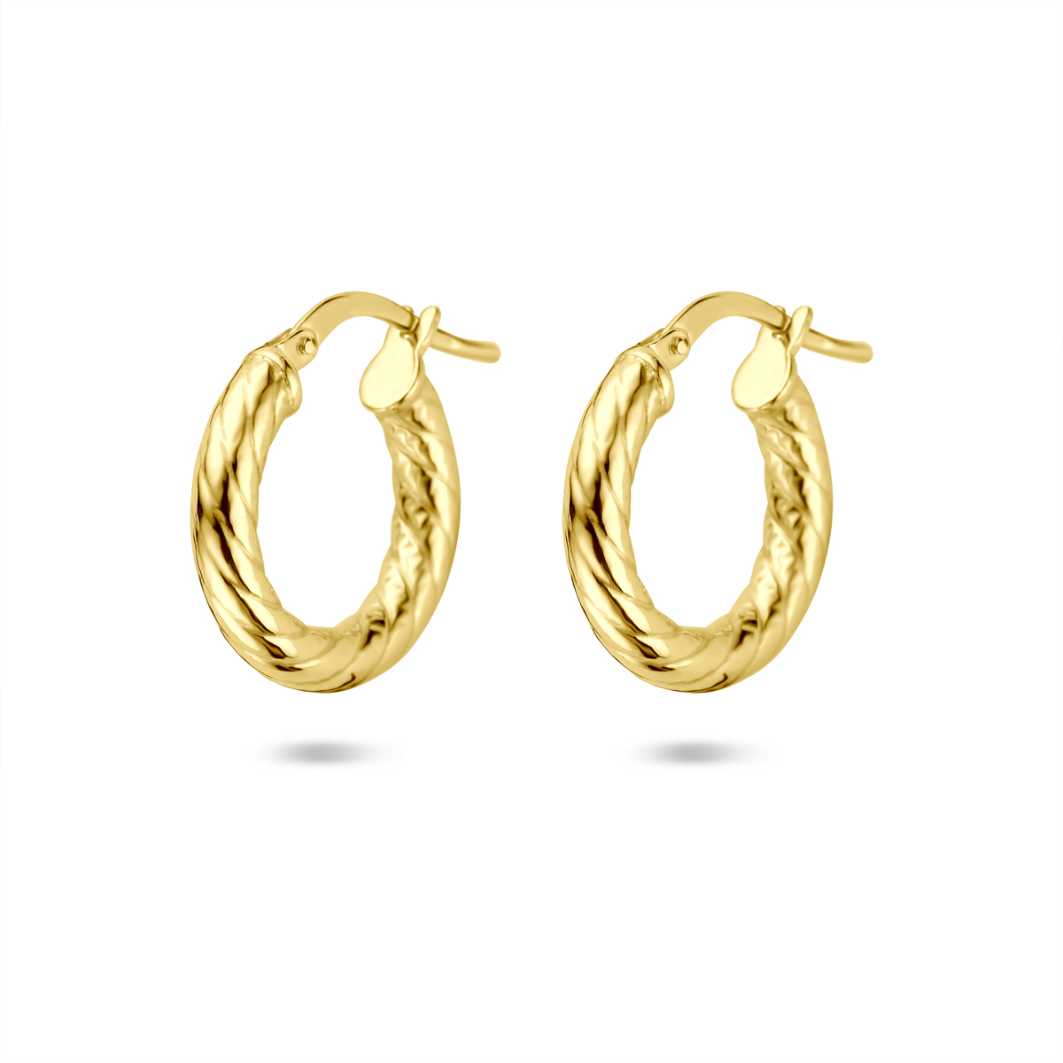 14k Geelgouden oorringen met een kern van 925 zilveren. De oorringen hebben een dikte van 3mm.