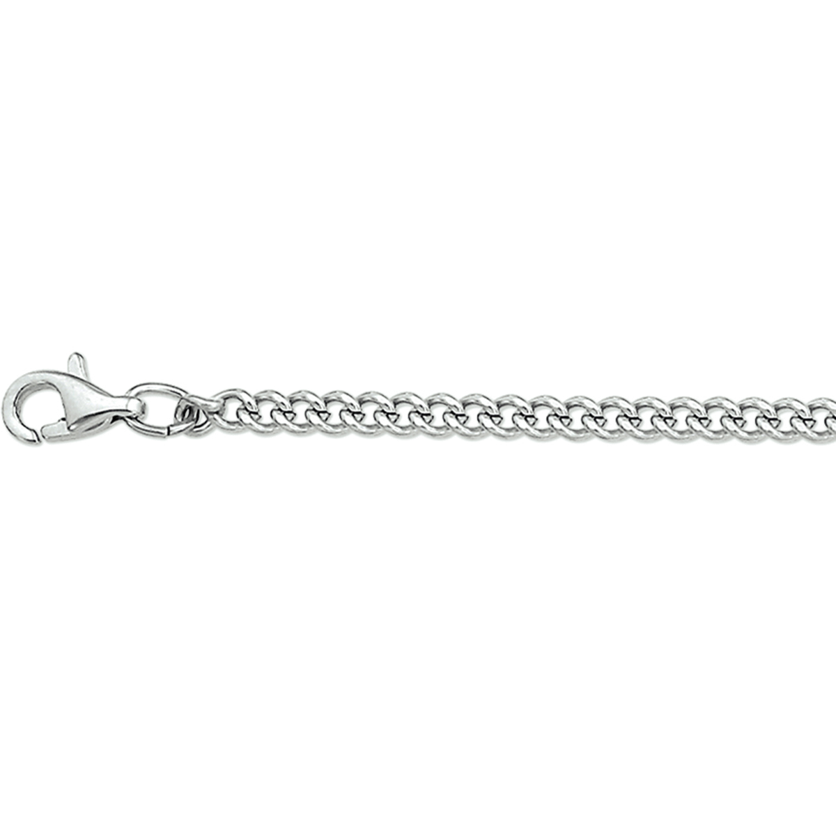 Stalen collier met geslepen gourmette schakel. De schakelbreedte is 3.4mm.