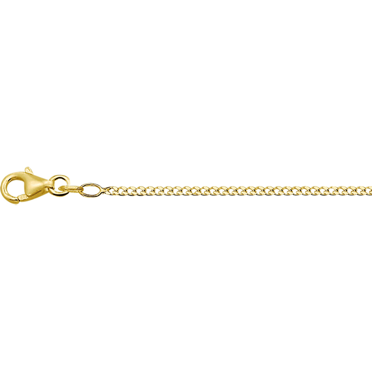 9K collier met gourmette schakel. De schakelbreedte is 1.7mm.