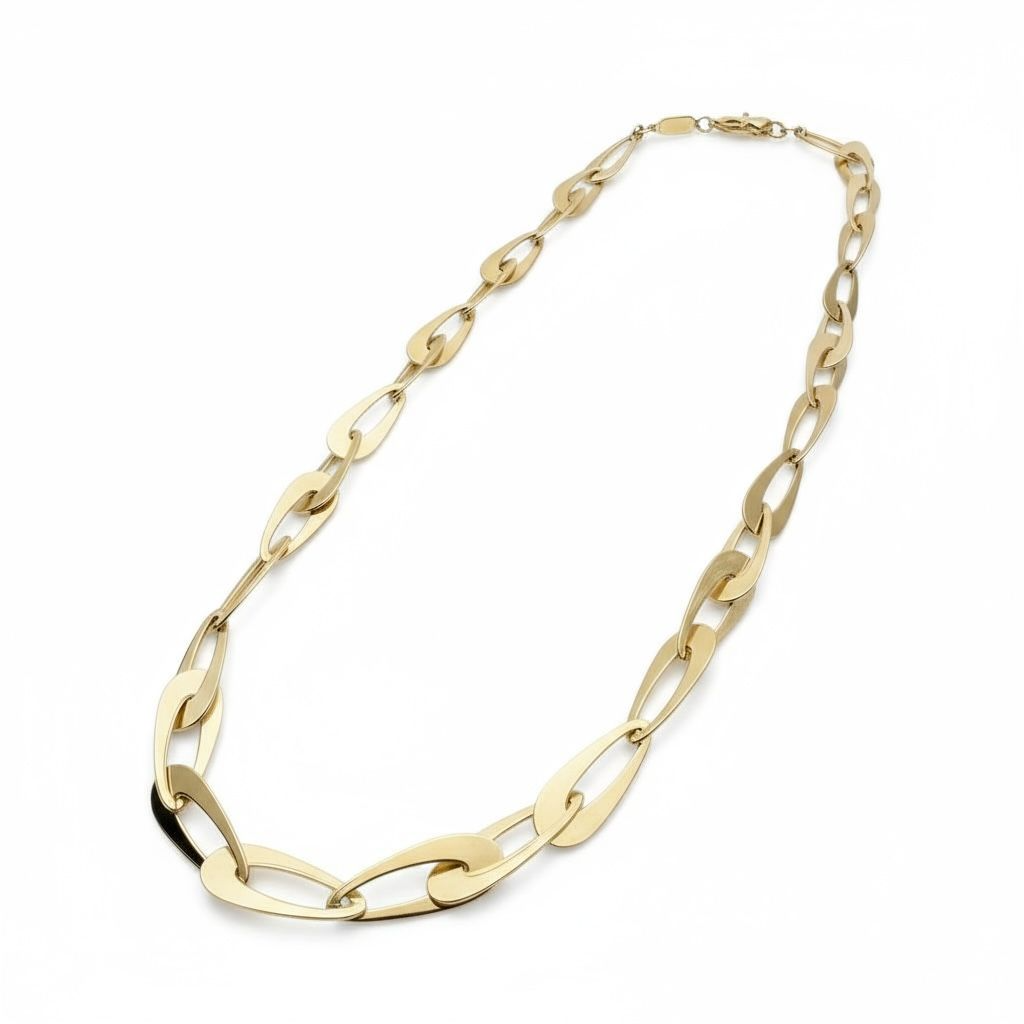 14 karaat geelgouden fantasie collier met ovale schakels