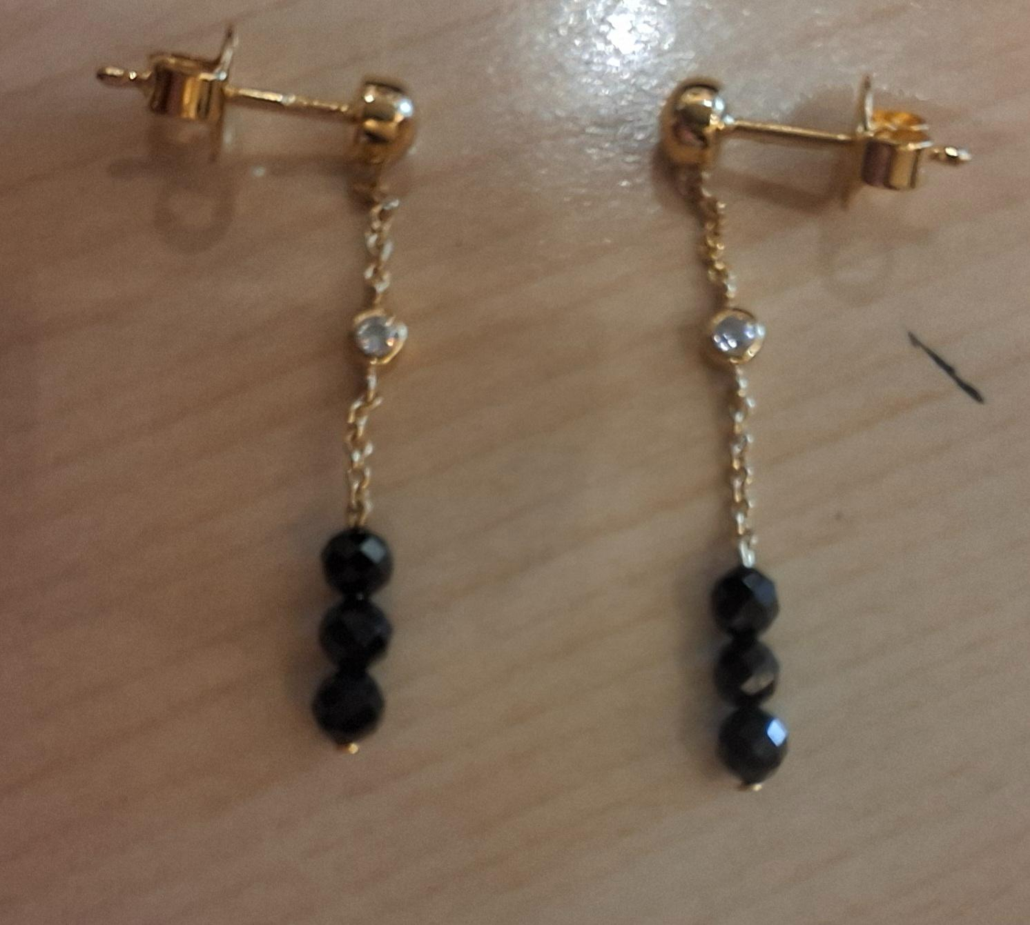 FJF Jewellery oorhangers, zilver goldplated met zwarte spinel FJF0030063YSP