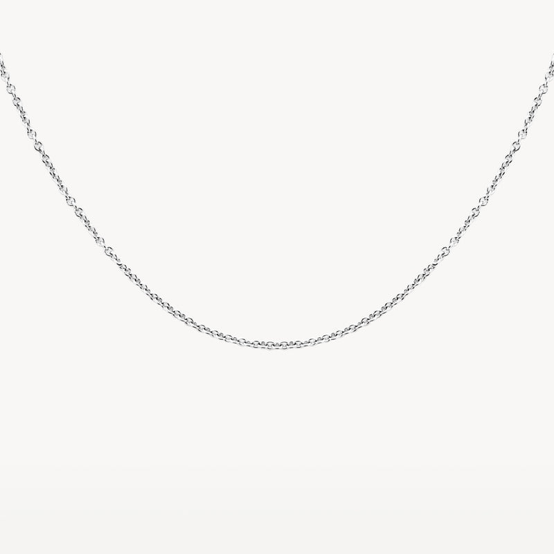 This 14 carat white gold anchor necklace has a length of 42 centimeters. The width of the links is 0.55 millimeters. The white gold necklace is suitable for all Blush pendants, but can also be worn as a stylish and sophisticated accessory. This timeless jewel is an elegant jewel for any occasion and therefore a perfect addition to your jewelery collection.