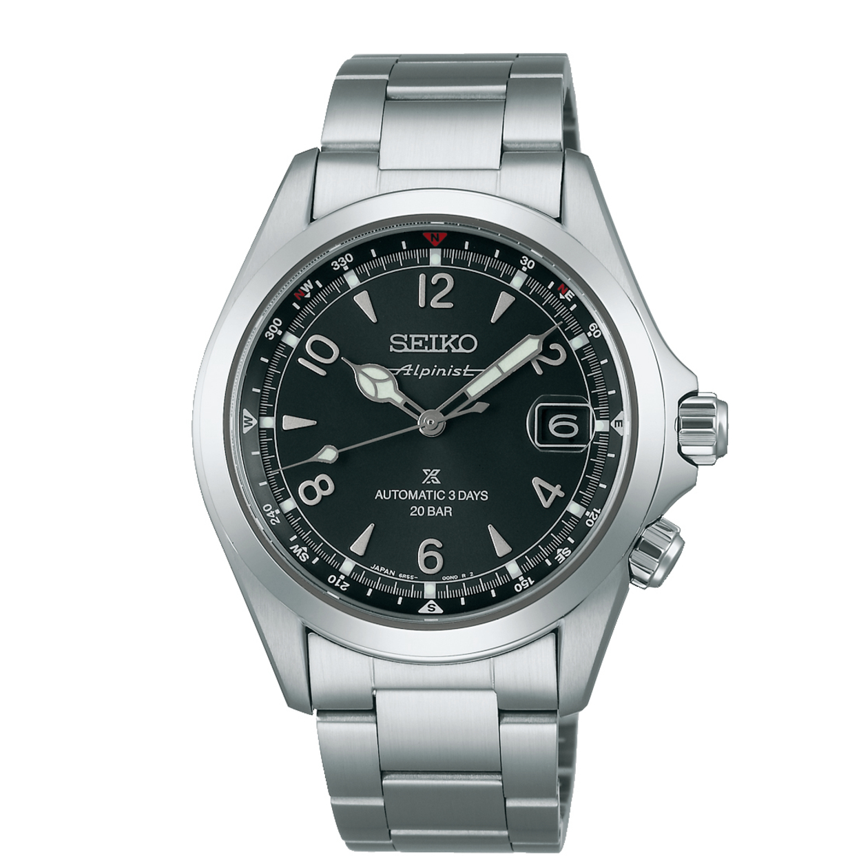 Dit is een herenhorloge van het merk Seiko. Het is een analoog horloge gemaakt van staal. De diameter van de kast is 39.45 mm en de kast is 12.7 mm dik.
De verdere specificaties van het horloge zijn als volgt:
Kastvorm: rond
Kastkleur: zilverkleurig
Kastmateriaal: staal
Bandbreedte: 20 mm
Sluiting: vouwsluiting met drukker
Wijzerplaatkleur: zwart
Glassoort: saffier glas
Waterdichtheid: 20 ATM
Techniek: automaat