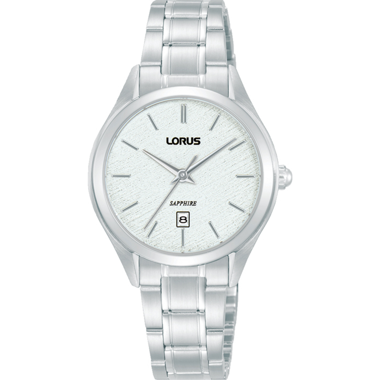 Lorus horloge met stalen band, staal/zilver+ saffier