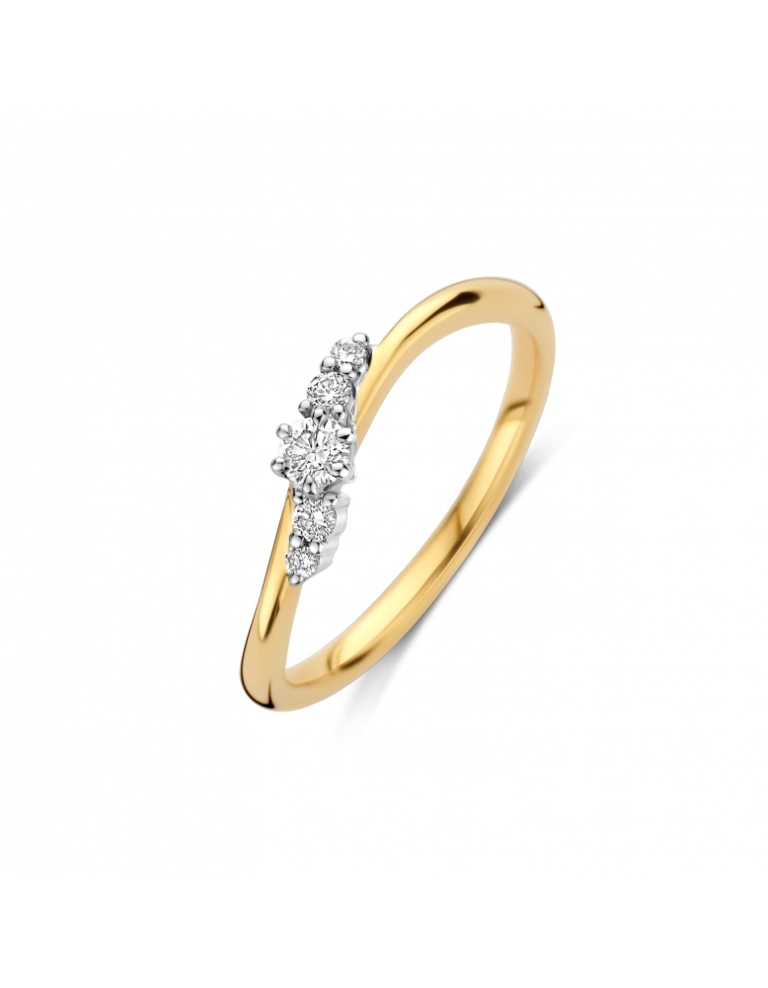 Gouden briljant ring New York 0.18 crt H/SI