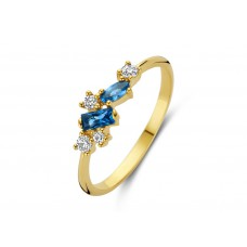 Ring 18 kt met blauwe zirconia