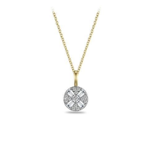 Dit Gisser collier is een vergulde ketting met een rond hangertje bezaaid met zirkonia's. De beste manier om het te dragen is als een elegant accent bij zowel dagelijkse als formele outfits, om elke look een verfijnde glans te geven. De ketting is verstelbaar van 42 t/m 45 cm 